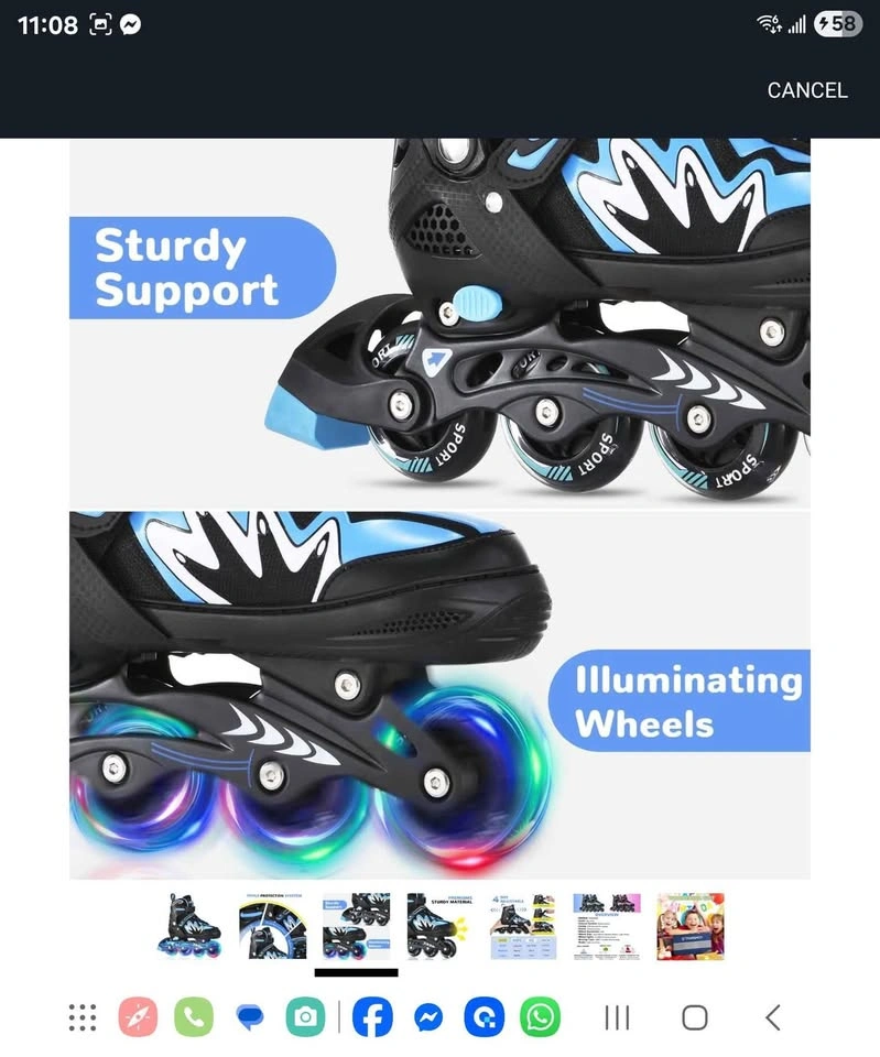 Adjustable Inline Roller Skates - Large Size, LED Wheels - photo 3