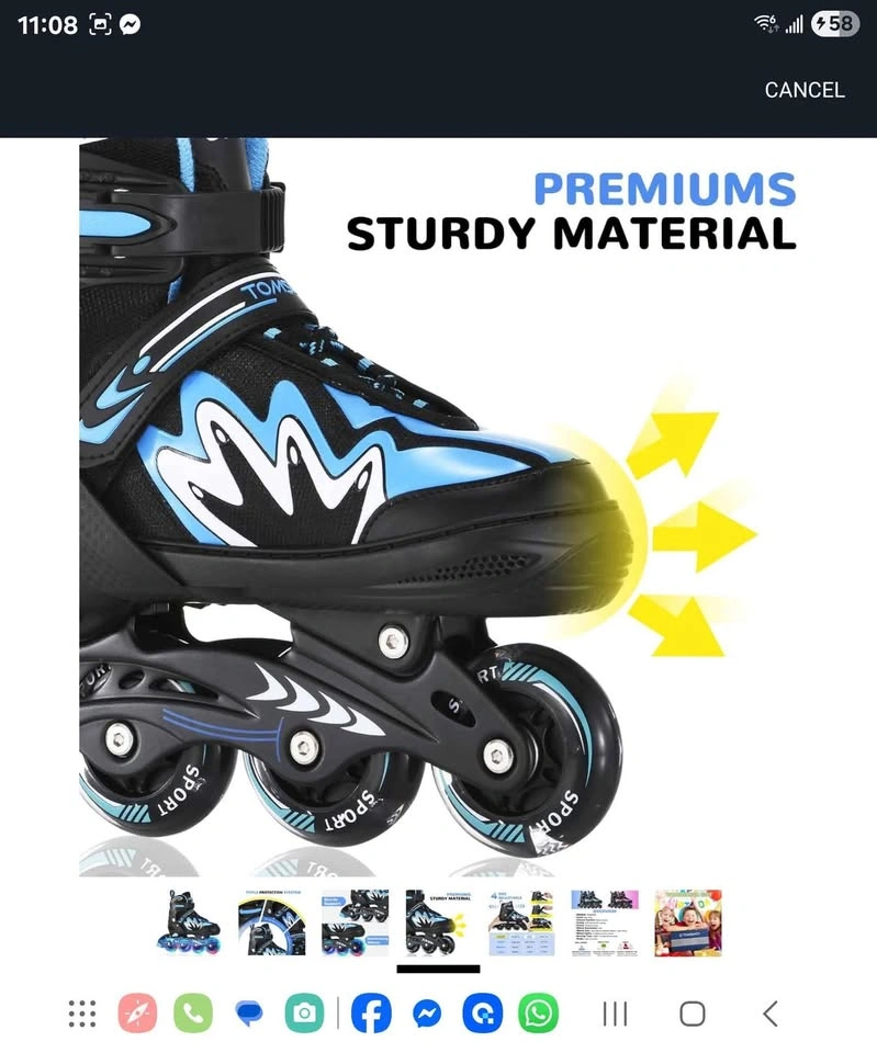 Adjustable Inline Roller Skates - Large Size, LED Wheels - photo 4