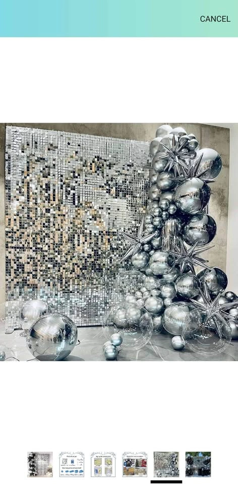 Shimmer Wall Backdrop Silver Sequins Backdrop 22PCS - photo 5