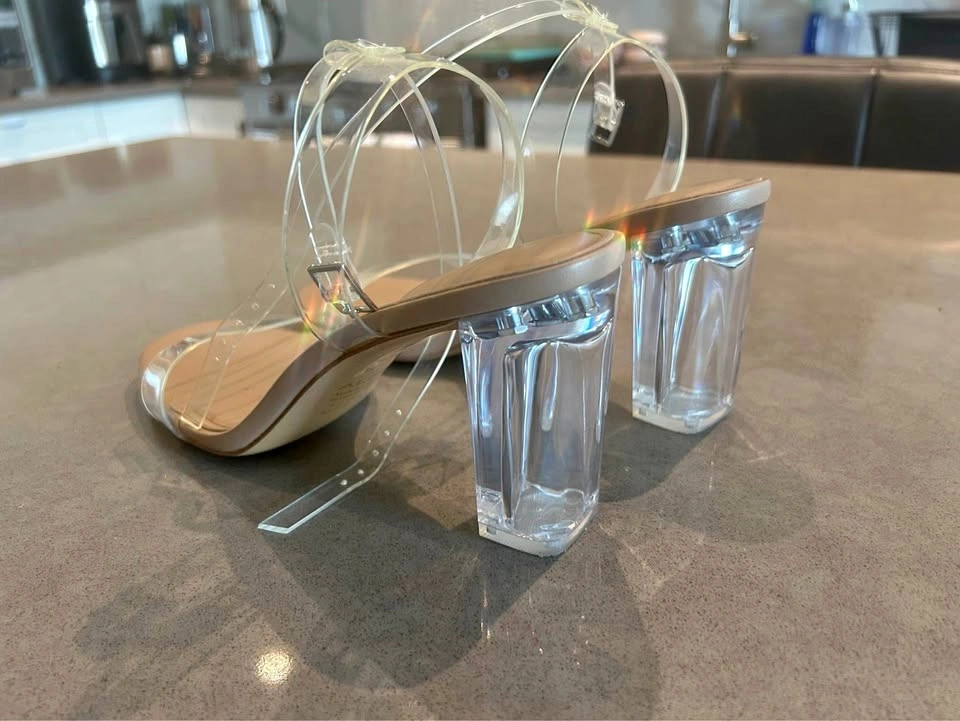 Clear Strappy Heels (Size 9)