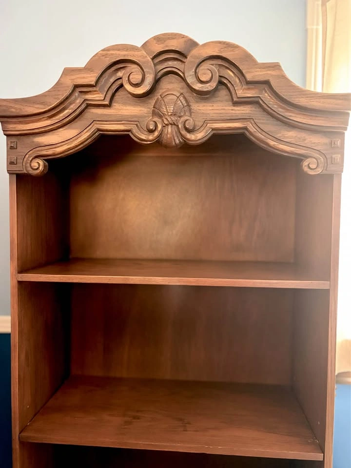 Vintage Carved Wood Bookcase w/ Cabinet - photo 3