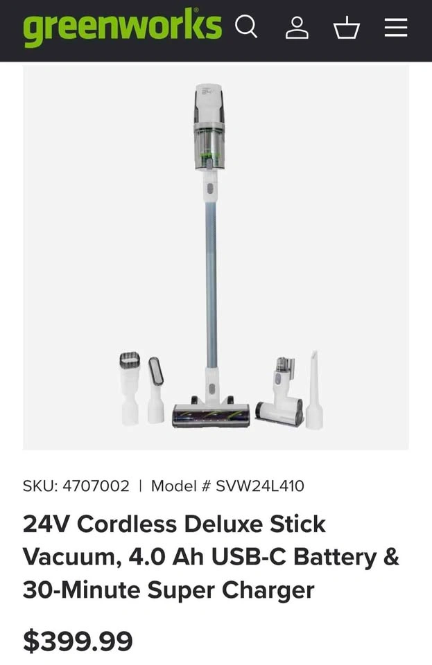 Greenworks 24V Stick Vacuum (NEW in Box) - photo 4