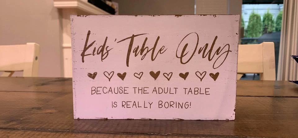 Wedding - kids table sign.