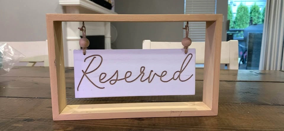 Wedding reserved table signs