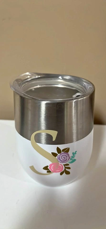Personalized S Floral Tumbler Cup