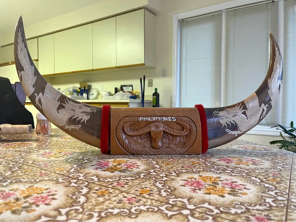 Carved Water Buffalo Horns Philippines Souvenir