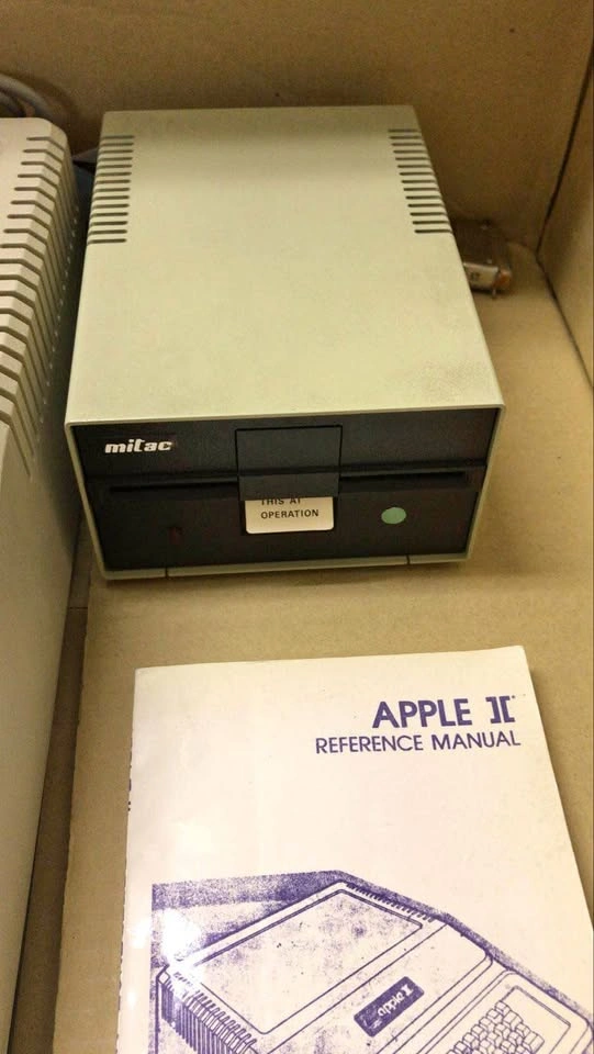 Vintage Apple II Computer with Mitac Disk Drive and Manual