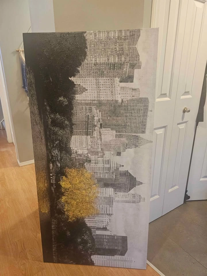 NYC Cityscape w/ Golden Tree Canvas Art - photo 2