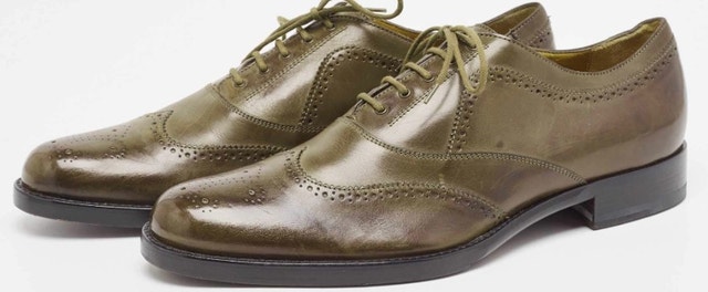 Alexander McQueen Olive Green Brogue Leather Lace Up Oxfords 41