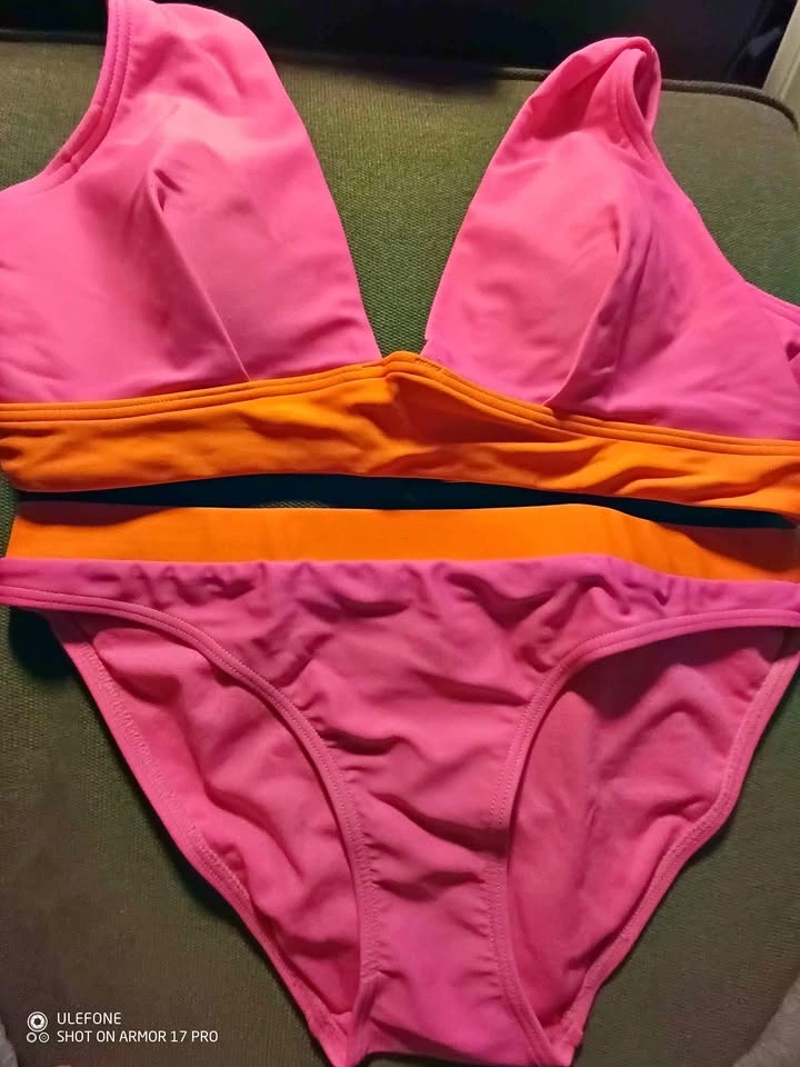 Pink Orange Bikini Swimsuit Set