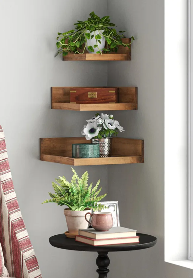 3 Piece Square Solid Wood Corner Shelf image indicator(5)