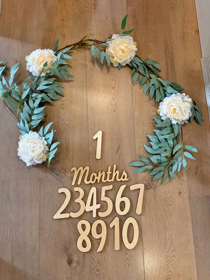 Newborn Baby Girl Floral Monthly Photo Prop Set