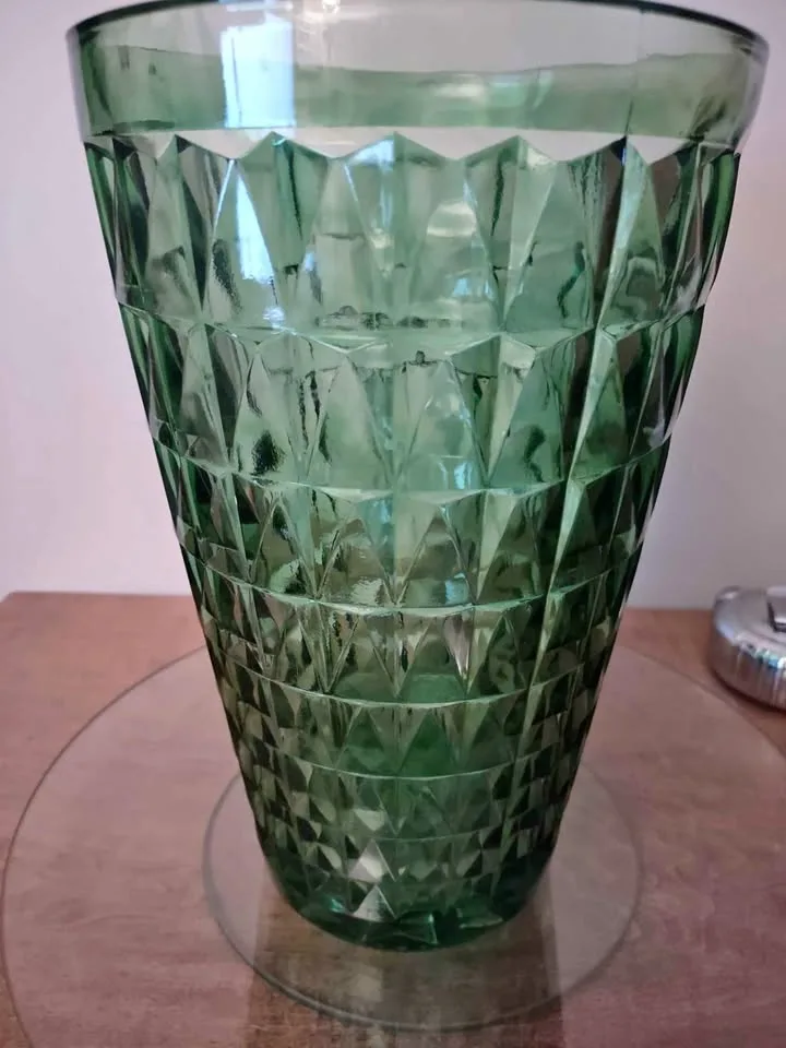 1960s E.O Brody Mid-Century 10" Green Glass Vase thumbnail