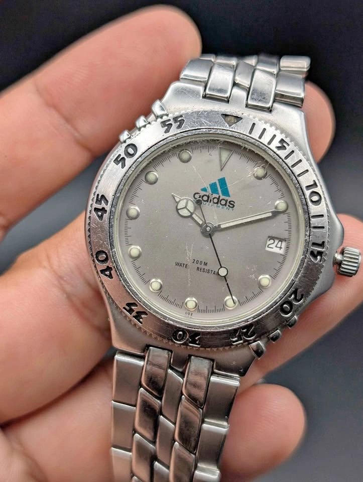 Adidas Equipment Watch Silver-Tone Metal Band w/ Date