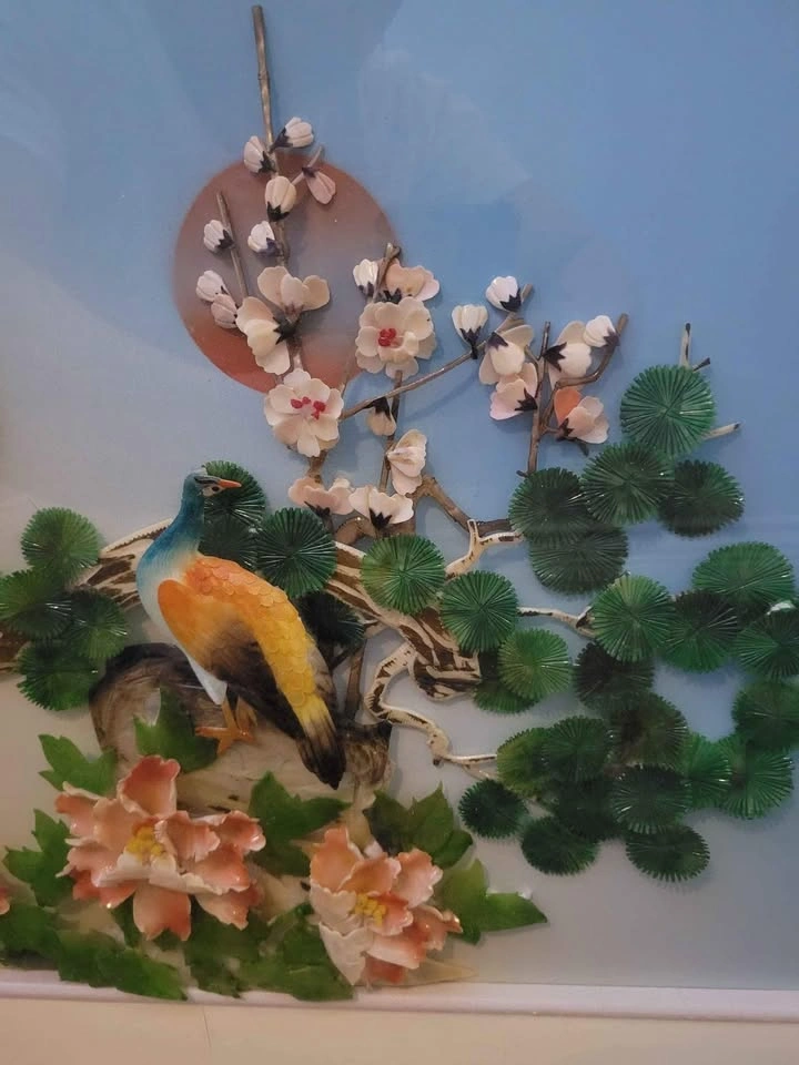Asian Jade Art Frame - Lucky Peacocks & Cherry Blossoms - photo 4