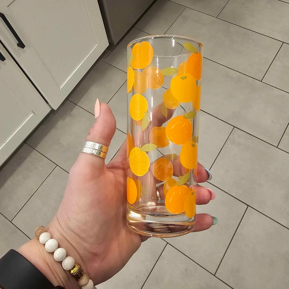Vintage-style Orange Juice Glasses! Retro Citrus Set of 4 🍊 - photo 3