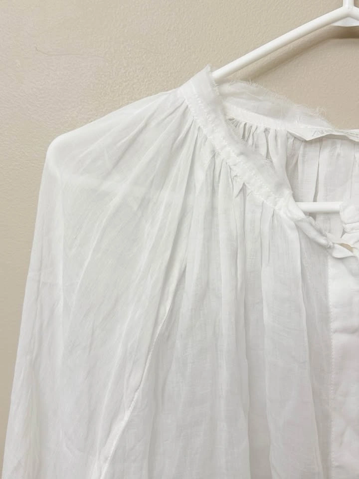 Zara White Flowy Blouse XL - photo 3