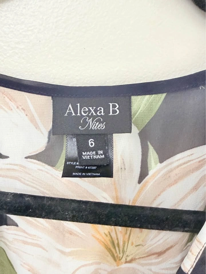 Alexa B Nites Floral Maxi Dress Chiffon Long Sleeve Semi Sheer s - photo 3