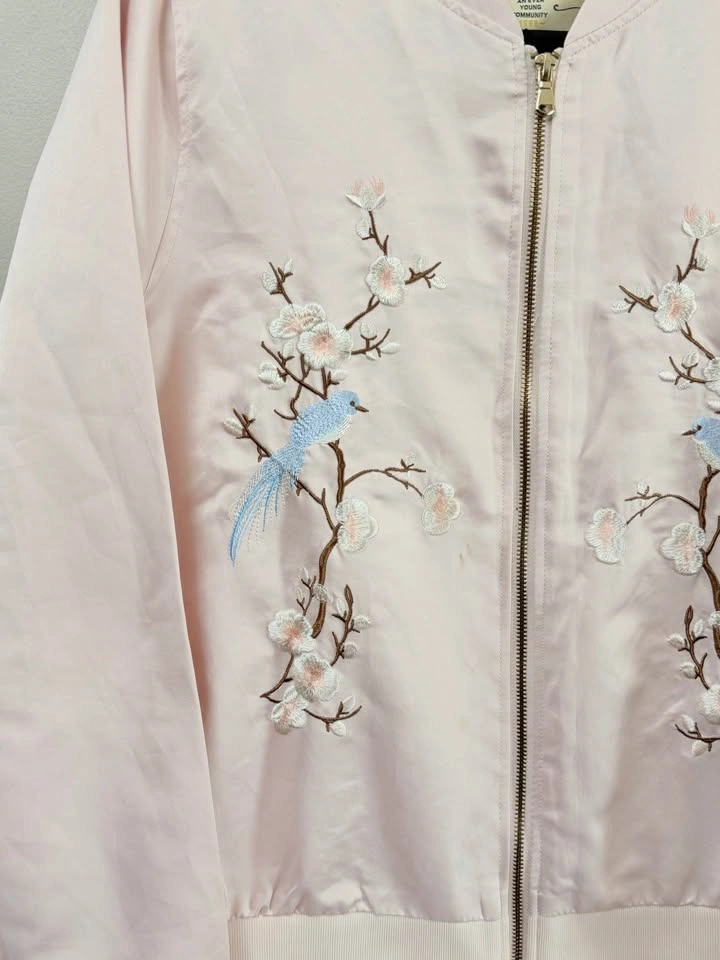 Ci Sono Light Pink Embroidered Bomber Jacket - Large - photo 2