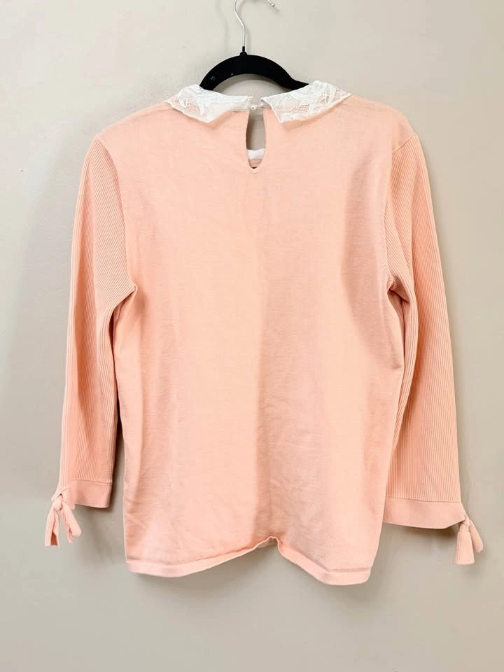 Karl Lagerfeld Pink Sweater Blouse Lace Collar - photo 5