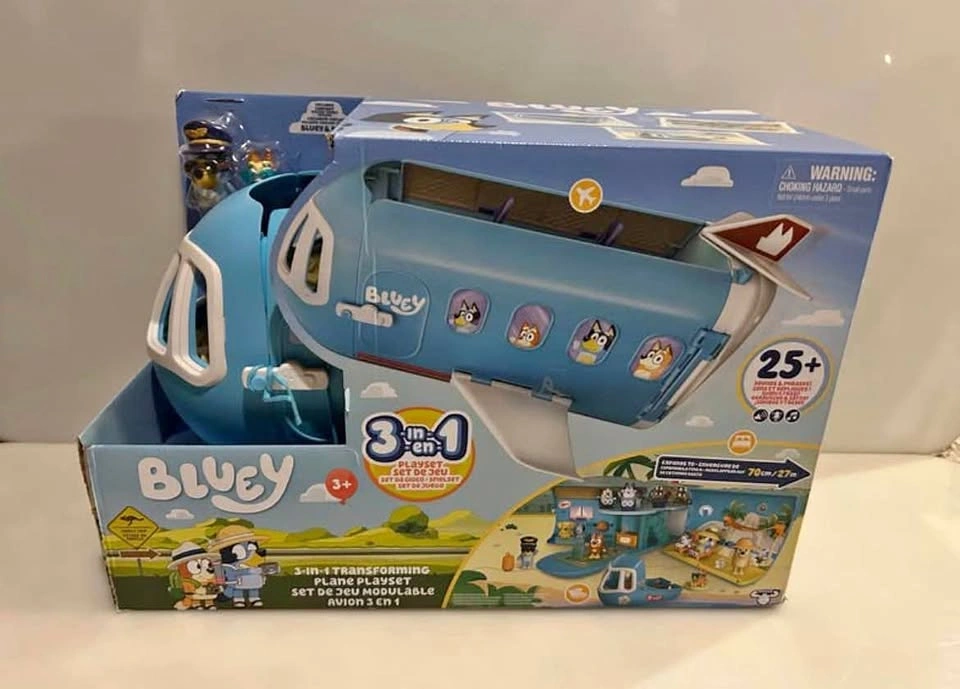 New Bluey 3 in 1 Transforming Plane Playset w/ Bluey & Bingo NIB