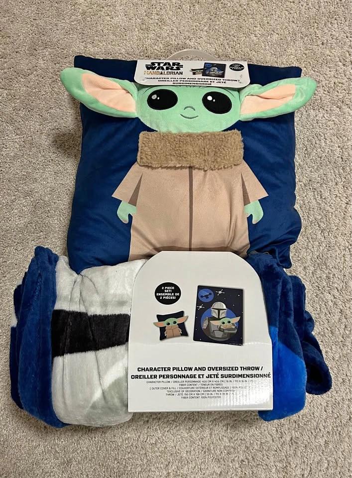 New Star Wars Mandalorian Pillow & Oversized Throw