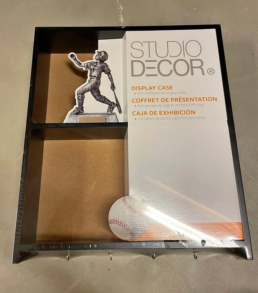 New Studio Decor Display Case w/ Cork Board & Hooks