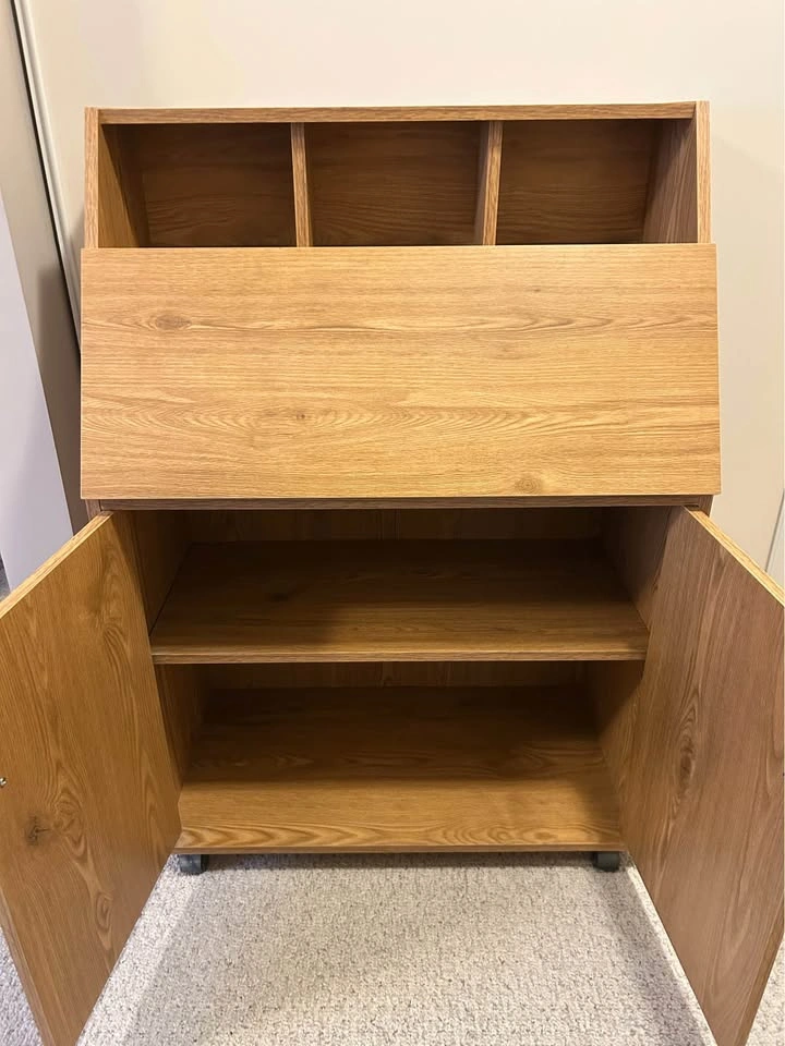 Drop Front Writing Desk & Cabinet w/ Wheels - photo 2