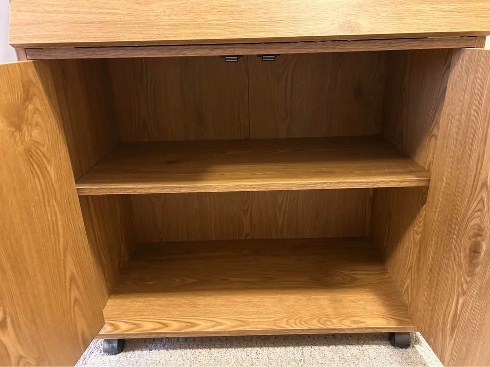 Drop Front Writing Desk & Cabinet w/ Wheels - photo 3