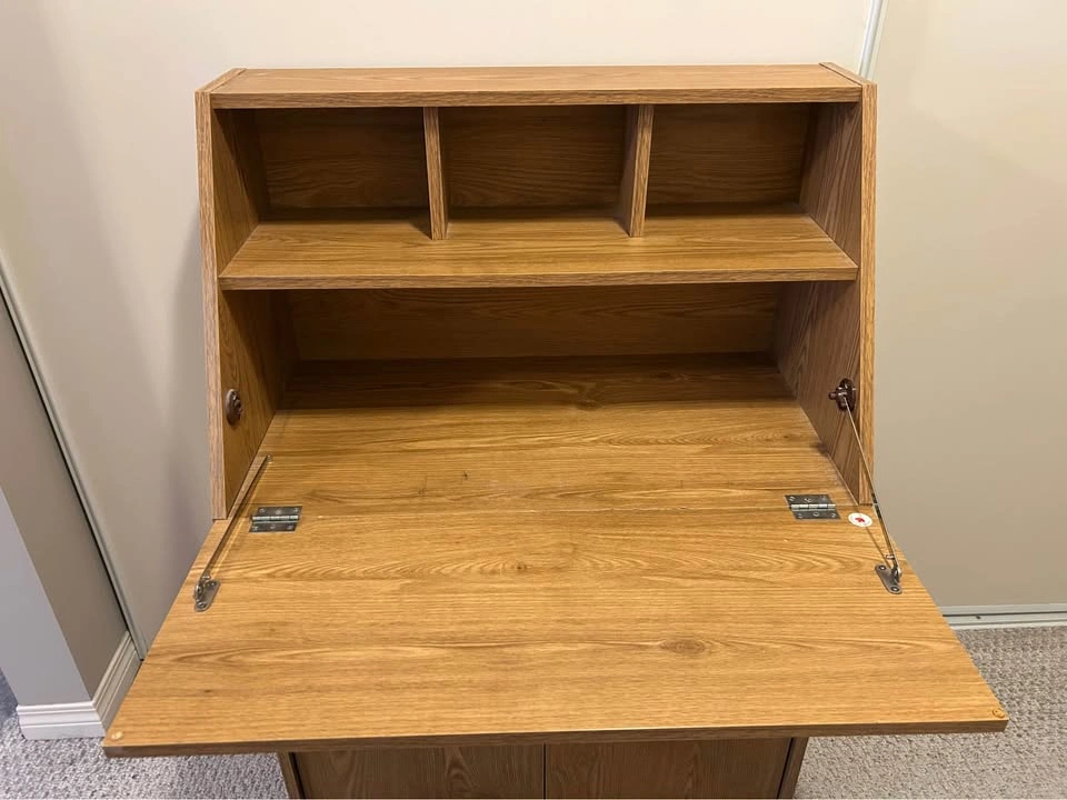 Drop Front Writing Desk & Cabinet w/ Wheels - photo 4