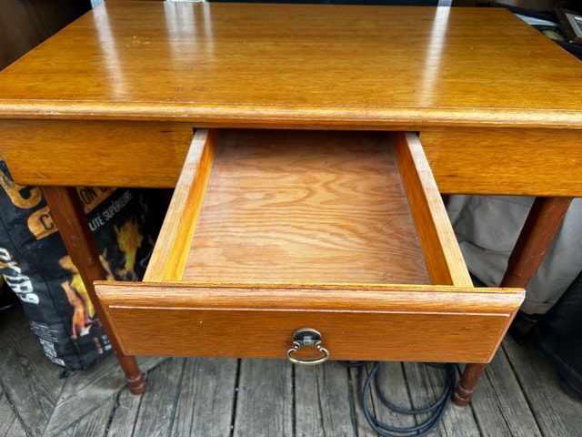 Vintage One-Drawer Wooden Writing Desk / Side Table - photo 2