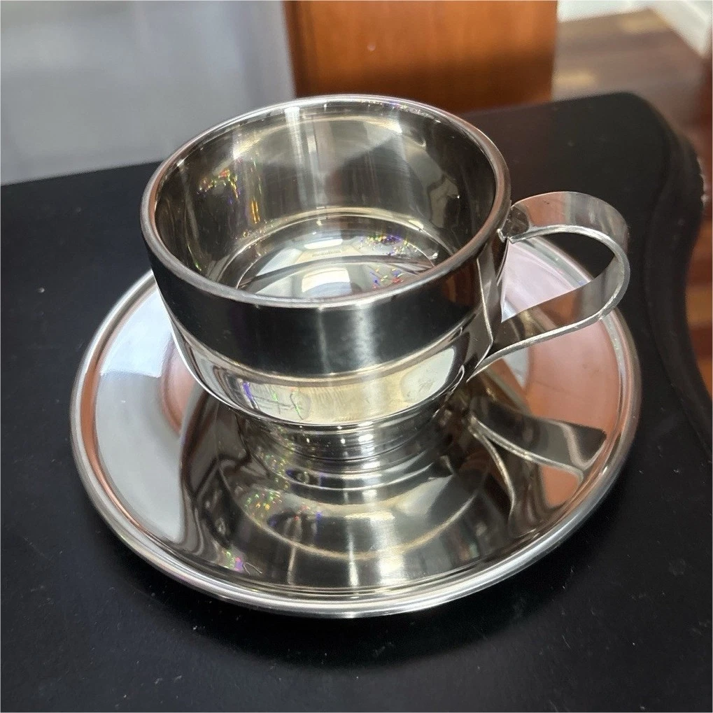 Oggi Stainless Steel Coffee Cup & Saucer Set