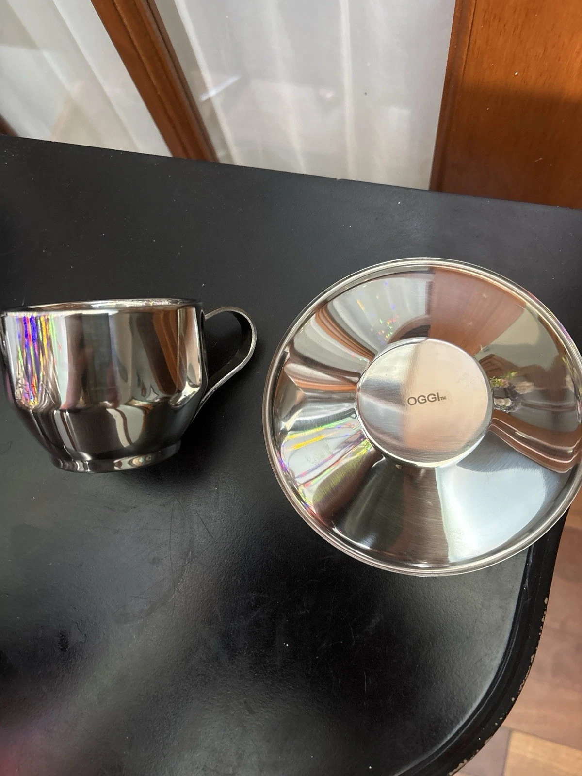 Oggi Stainless Steel Coffee Cup & Saucer Set - photo 2