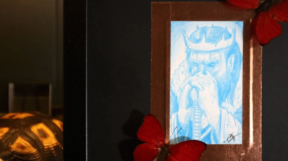 The Blue King. Hand drawn sketch with 2 Blood Glider Butterflies - photo 2