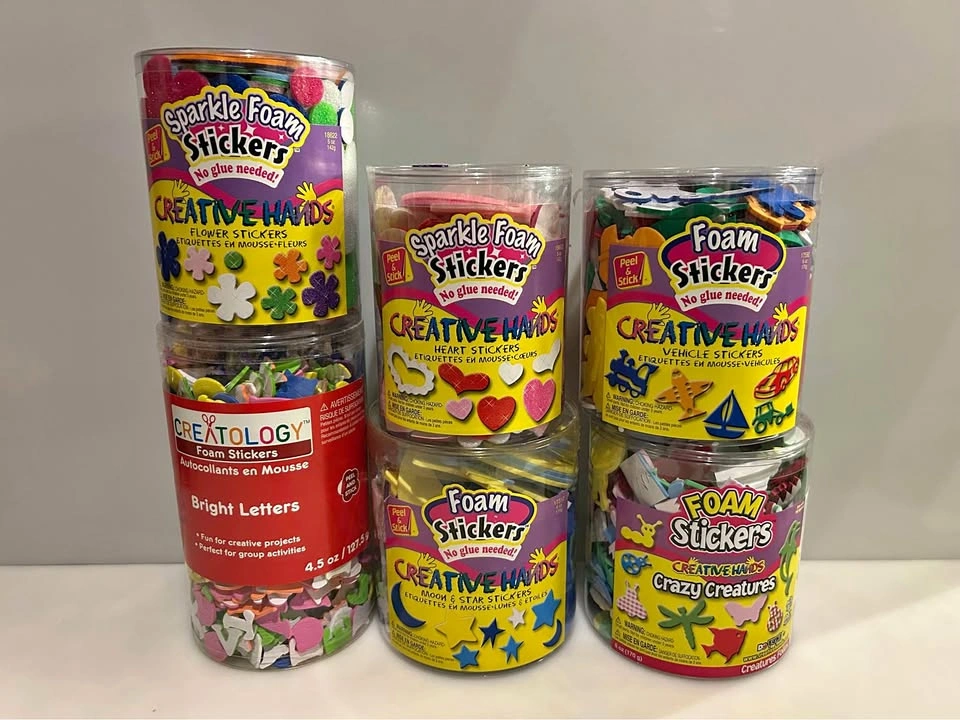New 6 Containers of Foam Stickers - Different Designs