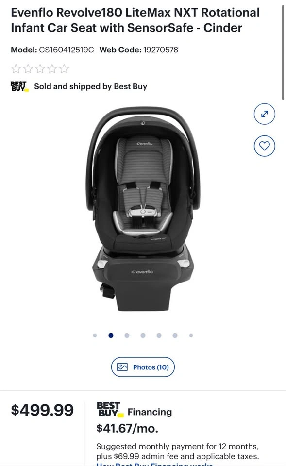 Evenflo Revolve180 LiteMax NXT Infant Car Seat - Cinder - photo 3
