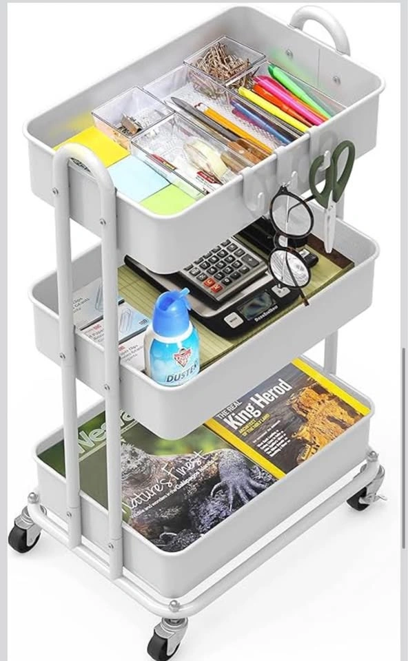 3 Tier Heavy Duty Metal Rolling Cart - photo 2