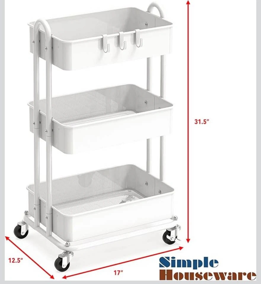 3 Tier Heavy Duty Metal Rolling Cart - photo 3
