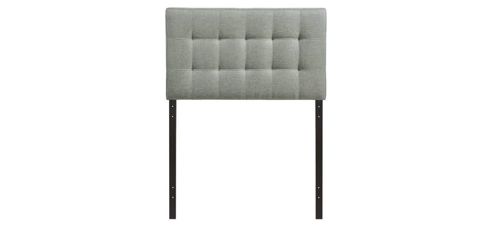 Linen Fabric Upholstered Twin Headboard in Gray - photo 3