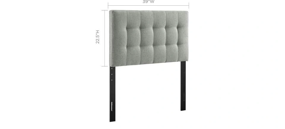 Linen Fabric Upholstered Twin Headboard in Gray - photo 4