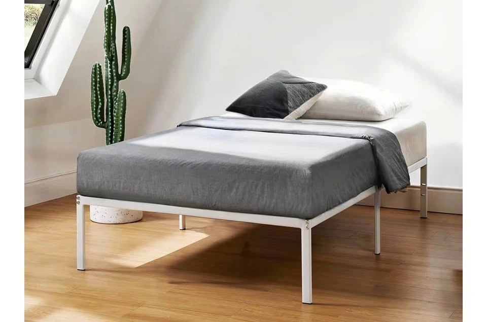 14 Inch Metal Platform Bed Frame, White, Twin