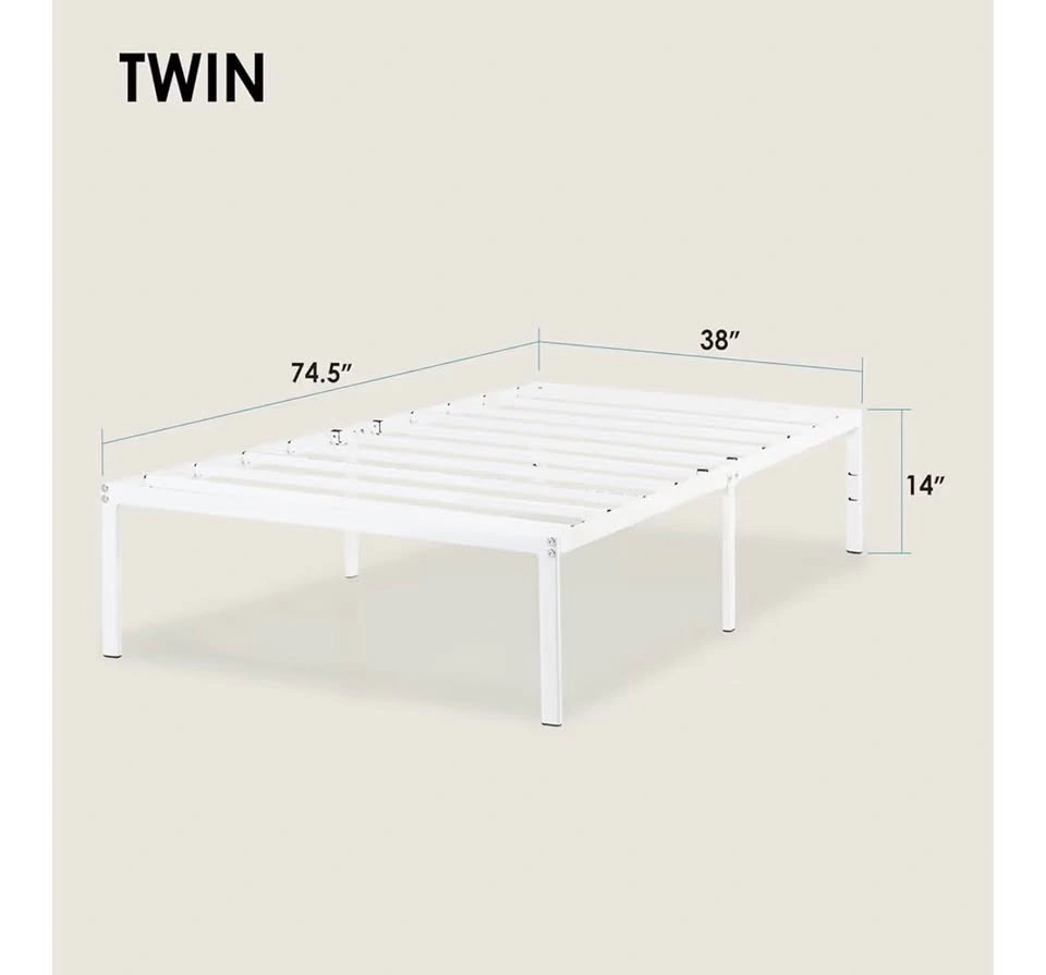 14 Inch Metal Platform Bed Frame, White, Twin - photo 4