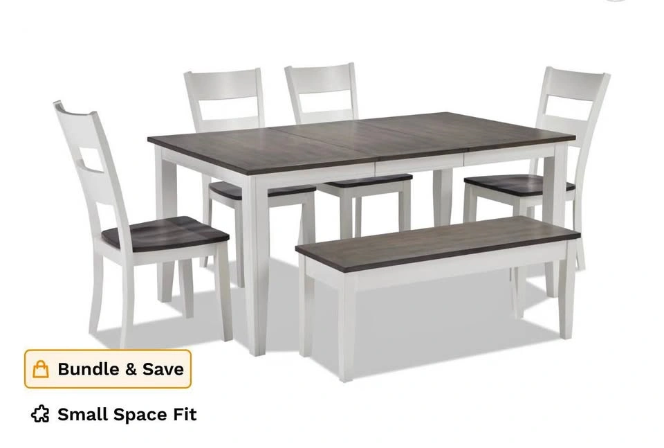Blake 6 Piece White & Gray Extendable Dining Set