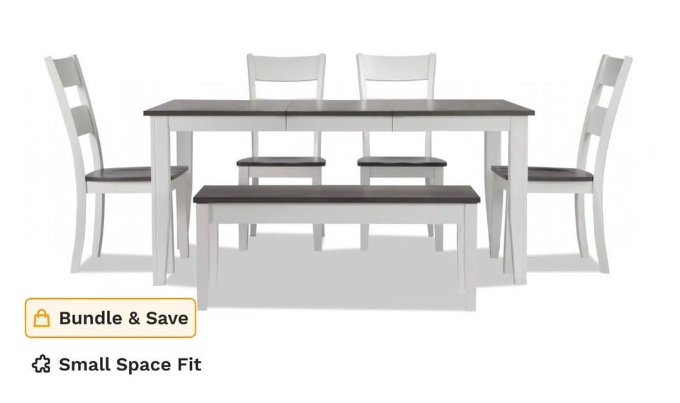 Blake 6 Piece White & Gray Extendable Dining Set - photo 2