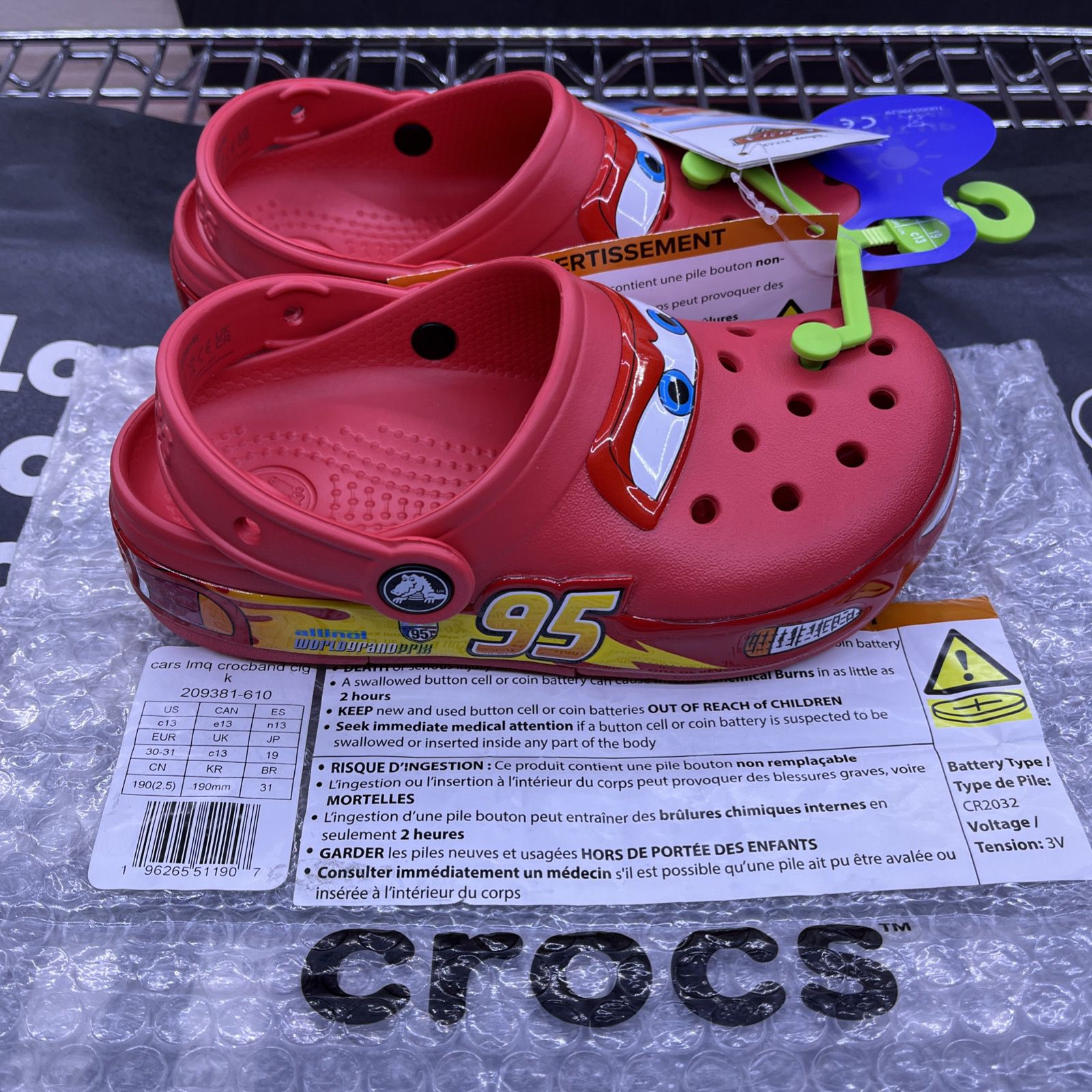 Crocs Disney Pixar Cars Kids Clog Lightning McQueen Red C13 Ligh - photo 5