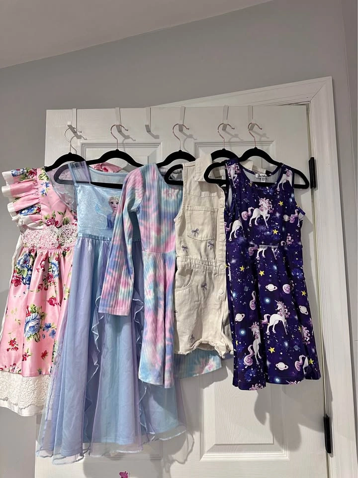 Cute girls dresses bundle - Elsa, unicorn, tie-dye, floral