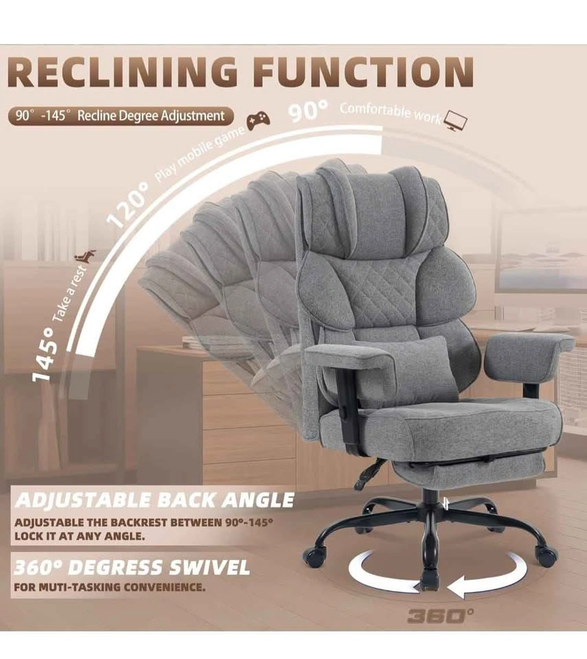 Big and Tall Office Chair, Gaming Chair with Breathable Linen - photo 2