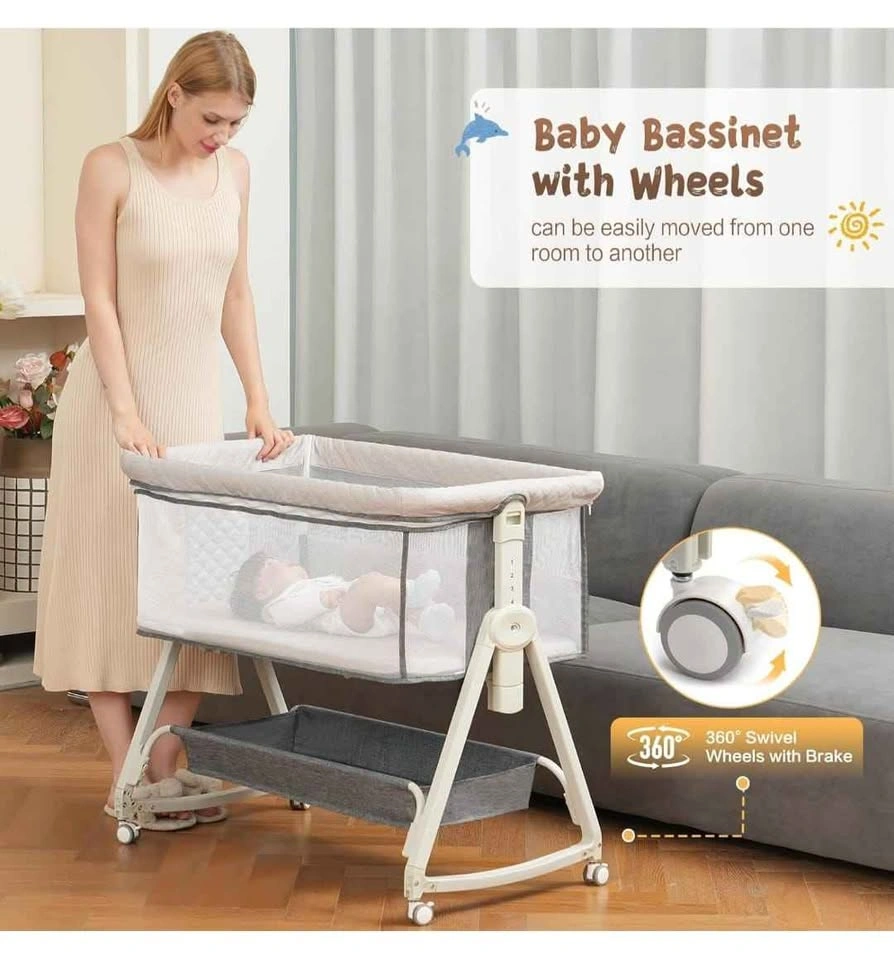Baby Bassinet Bedside Sleeper with Wheels - photo 5