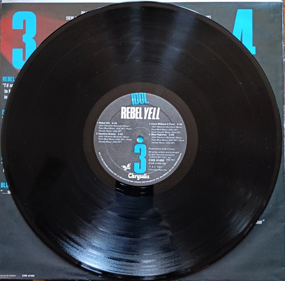 Billy Idol - Rebel Yell LP - 1983 (Cdn. pressing, CHS 41450) VG+ - photo 3