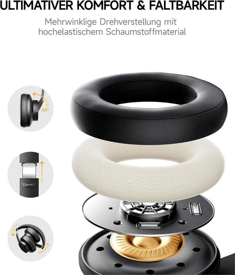 Picun B8 Wireless Over-Ear Headphones Super Bass - photo 3